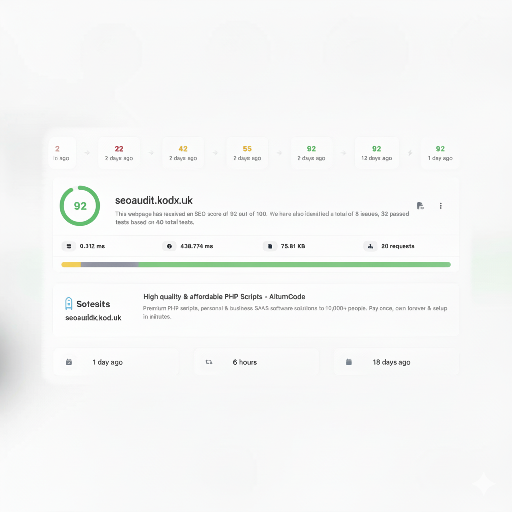 Screenshot of the app audit history tracking feature